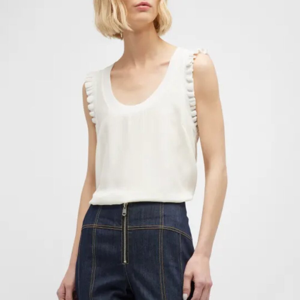 Cinq a Sept Lenore Ruffle-Trimmed Silk Top